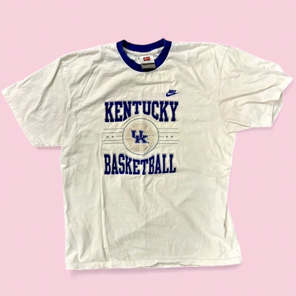 Nike White and Royal Blue Kentucky Basketball Short Sleeve Tee